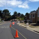 a road with cones on it